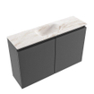MONDIAZ TURE-DLUX Meuble de toilette 80cm Dark Grey. EDEN lavabo Frappe position milieu. Sans trou de robinet. SW1102763