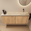 MONDIAZ TURE-DLUX Meuble toilette - 120cm - Washed Oak - EDEN - vasque Frappe - position droite - sans trou de robinet SW1103074