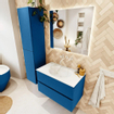 Mondiaz VICA ensemble de meuble de salle de bain - 80cm - meuble sous-vasque jeans - 2 tiroirs - lavabo moon milieu - sans trous de robinet - version haute de 60cm - talc SW1081527