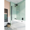 Crosswater Design New Pare-bain à 2 éléments - 106x150cm - avec charnières - noir mat et verre clair SW405148