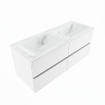 MONDIAZ VICA-DLUX Ensemble meuble de salle de bains - 120cm - meuble bas talc - 4 tiroirs - lavabo encastré cloud double - sans trous de robinet - version haute 60cm - opalo SW1088487