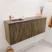 Mondiaz JOYA-DLUX 100cm meuble de salle de bains - couleur Dusk - Vasque FAYE position Gauche 1 trou de robinet couleur Oza. SW1425996