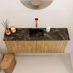 Mondiaz JOYA-DLUX 100cm meuble de toilette - couleur Oak - Vasque FAYE position Milieu Sans trou de robinet couleur Lava. SW1422045