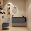 MONDIAZ TURE-DLUX Meuble toilette - 120cm - Dark Grey - EDEN - vasque Frappe - position gauche - 1 trou de robinet SW1102723