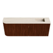 Mondiaz JOYA-DLUX 111.6cm meuble de salle de bains - arrondi gauche couleur Ruby - Vasque FAYE position Droite Sans trou de robinet couleur Meli. SW1425398