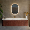 Mondiaz KURVE-DLUX Ensemble de meuble de salle de bains - 170x46x40cm - 1 tiroir - 2 portes - lavabo solid surface - centre - 1 trou de robinet - Ruby SW1415917