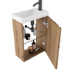Saniclass Chaci Fonteinkastset 40x55cm - 1 deur - mineraalmarmer fonteinwastafel met rechthoekige spiegel eiken SHOWROOMMODEL SHOW26229