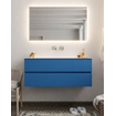 MONDIAZ VICA Badkamermeubelset - 120cm - 2 lades - wasbak Cloud midden - 0 kraangaten - solid surface jeans SW410874