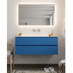 Mondiaz VICA ensemble de meuble de salle de bain - 120cm - meuble sous-vasque jeans - 2 tiroirs - lavabo cloud milieu - sans trou de robinet - miroir LED - version XL 60cm haut SW1098235