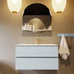 MONDIAZ VICA-DLUX Ensemble meuble de salle de bains - 90cm - meuble bas clay - 2 tiroirs - lavabo encastré cloud centré - 1 trou de robinet - version haute 60cm - glace SW1088172