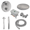 BRAUER Chrome Edition douche de pluie encastrée thermostatique - 3 voies - rond - set 78 - pomme de douche 30 cm - bras de plafond - douchette barre - flexible de douche - coude mural - chrome SW1158993
