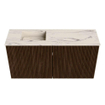 Mondiaz JOYA-DLUX 80cm toiletmeubel - kleur Walnut - Wastafel FAYE positie Links Zonder kraangat kleur Nata. SW1424480