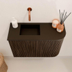 Mondiaz JOYA 61.6cm meuble de salle de bains - arrondi droit couleur Walnut - Vasque FAYE position Gauche Sans trou de robinet couleur Urban. SW1421348