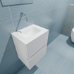 MONDIAZ ADA Meuble de toilettes - 40x30x50cm - 0 trous de robinet - 2 tiroirs - talc mat - lavabo au milieu - Solid surface - Blanc SW472495