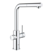 GROHE Blue Home Robinet de cuisine - bec en L extractible - monotrou - fonction de filtration - eau plate légère et pétillante - chrome SW236967