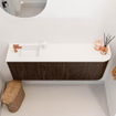 Mondiaz JOYA 111.6cm meuble de toilette - arrondi droit couleur Walnut - Vasque FAYE position Gauche 1 trou de robinet couleur Talc. SW1421292