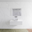 Mondiaz Lagom Meuble salle de bains 100x30.9x45cm Solid Surface Talc 1 tiroir avec lavabo BINX vasque à poser Centre sans trous de robinet SW409064