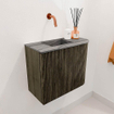 Mondiaz JOYA-DLUX 51.6cm toiletmeubel - ronding rechts kleur Shadow - Wastafel FAYE positie Links Zonder kraangat kleur Sombra. SW1425222