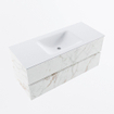 Mondiaz VICA ensemble de meuble de salle de bain - 110cm - meuble sous-vasque carrara - 2 tiroirs - lavabo cloud milieu - 1 trou de robinet - version haute de 60cm - talc SW1084952