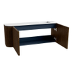 Mondiaz JOYA 101.6cm toiletmeubel - ronding links kleur Walnut - Wastafel FAYE positie Rechts Zonder kraangat kleur Talc. SW1421296