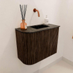 Mondiaz JOYA-DLUX 51.6cm toiletmeubel - ronding links kleur Walnut - Wastafel FAYE positie Rechts Zonder kraangat kleur Lava. SW1422507