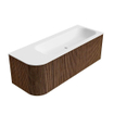 MONDIAZ KURVE 125cm Meuble salle de bain avec module 25 G - couleur Walnut - 1 tiroir - 1 porte - vasque BIG MEDIUM droite - sans trous de robinet - Talc SW1138276