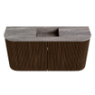 Mondiaz JOYA-DLUX 83.2cm meuble de toilette - arrondi gauche et droite couleur Walnut - Vasque FAYE position Milieu Sans trou de robinet couleur Oza SW1424610