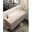 Mondiaz VICA ensemble de meuble de salle de bain - 120cm - meuble sous-vasque fumée - 4 tiroirs - lavabo lune droite - sans trou de robinet XL version 60cm haut SW1089805