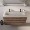 BRAUER Dune Medium Lavabo - 120cm - 1 vasque - 2 trous de robinet - pierre frittée - Ivory Travertin SW1477949