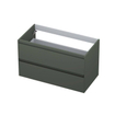 INK Wastafelonderkast - 90x45x52cm - 2 lades - greeploos - MDF lak - Mat beton groen SW416538