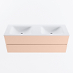 MONDIAZ VICA Ensemble meuble de salle de bains - 140cm - meuble bas rosee - 2 tiroirs - lavabo cloud double - sans trous de robinet - version haute 60cm - talc SW1083494