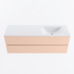 Mondiaz VICA ensemble de meuble de salle de bain - 140cm - meuble sous-vasque rosee - 2 tiroirs - lavabo cloud droite - sans trous de robinet - version haute de 60cm - talc SW1083505