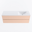 MONDIAZ VICA Ensemble meuble de salle de bains - 140cm - meuble bas rosee - 2 tiroirs - lavabo cloud à droite - sans trous de robinet - version haute 60cm - talc SW1083505