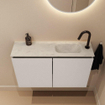 MONDIAZ TURE-DLUX Meuble toilette - 80cm - Linen - EDEN - vasque Opalo - position droite - 1 trou de robinet SW1104385
