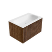 MONDIAZ KURVE 70cm Meuble salle de bain - couleur Walnut - 1 tiroir - vasque BIG SMALL centre - sans trous de robinet - Talc SW1138265