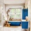 Mondiaz VICA ensemble de meuble de salle de bain - 120cm - meuble sous-vasque jeans - 2 tiroirs - lavabo moon milieu - 1 trou de robinet - couleur talc - miroir LED - version XL 60cm haut SW1092130