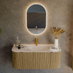 MONDIAZ KURVE-DLUX meuble de salle de bains 110cm arrondi gauche + droite couleur Dusk avec 1 tiroir et 2 portes. Lavabo CLOUD central 1 trou de robinet Nata. SW1434033
