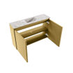 MONDIAZ TURE-DLUX Meuble toilette - 80cm - Oro - EDEN - vasque Glace - position centrale - sans trou de robinet SW1103423