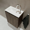 MONDIAZ TURE Kit lave-mains - 40x23x50cm - 1 trou de robinet - 1 porte - marron foncé mat - Lavabo à gauche - Acrylique Blanc SW475150