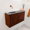 Mondiaz JOYA-DLUX 81.6cm toiletmeubel - ronding rechts kleur Ruby - Wastafel FAYE positie Links Zonder kraangat kleur Sombra. SW1425692