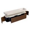 MONDIAZ THOR-DLUX Meuble de salle de bains - 200cm - arrondi gauche + droite - couleur Walnut - 2 tiroirs - 2 portes - Vasque suspendue CLOUD Droite 1 trou de robinet - couleur Meli SW1467105