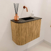 Mondiaz JOYA-DLUX 51.6cm toiletmeubel - ronding links kleur Oak - Wastafel FAYE positie Rechts Zonder kraangat kleur Lava. SW1422079