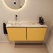 MONDIAZ TURE-DLUX Meuble de toilettes 100 cm Ocher. EDEN vasque Frappe position gauche. Sans trou de robinet. SW1102862
