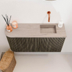 Mondiaz JOYA-DLUX Meuble de toilette 81,6cm - arrondi gauche couleur Shadow - Vasque FAYE position Droite Sans trou de robinet couleur Saba SW1425144