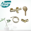 FugaFlow Eccelente Sobrado Badkamer Thermostatische badkraan met ronde handdouche, handdouchehouder en gladde doucheslang Geborsteld Messing PVD SW1124096