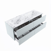 MONDIAZ VICA-DLUX Ensemble meuble de salle de bains - 130cm - meuble bas clay - 4 tiroirs - lavabo encastré cloud double - sans trous de robinetterie - version haute 60cm - glace SW1088208