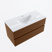 Mondiaz VICA Ensemble de meuble de salle de bain - 100cm - meuble sous-vasque repos - 2 tiroirs - lavabo denia milieu - 1 trou de robinet - version haute de 60cm - blanc brillant SW1080285