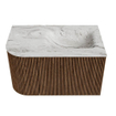 MONDIAZ KURVE-DLUX 75cm Meuble salle de bain avec module 25 G - couleur Walnut - 1 tiroir - 1 porte - vasque GRUNNE droite - 1 trou de robinet - couleur Glace SW1138002