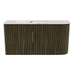 Mondiaz JOYA-DLUX Meuble de salle de bains 81.6cm - arrondi droit couleur Shadow - Vasque FAYE position Gauche 1 trou de robinet couleur Frappe. SW1422728