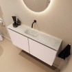 MONDIAZ TURE-DLUX Meuble toilette - 100cm - Rosee - EDEN - vasque Opalo - position centrale - sans trou de robinet SW1104539